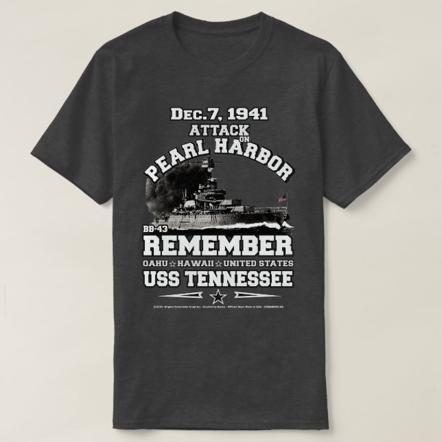 Camiseta Recuerde USS Tennessee BB43 Veteranos de Pearl Har (Diseño del anverso)