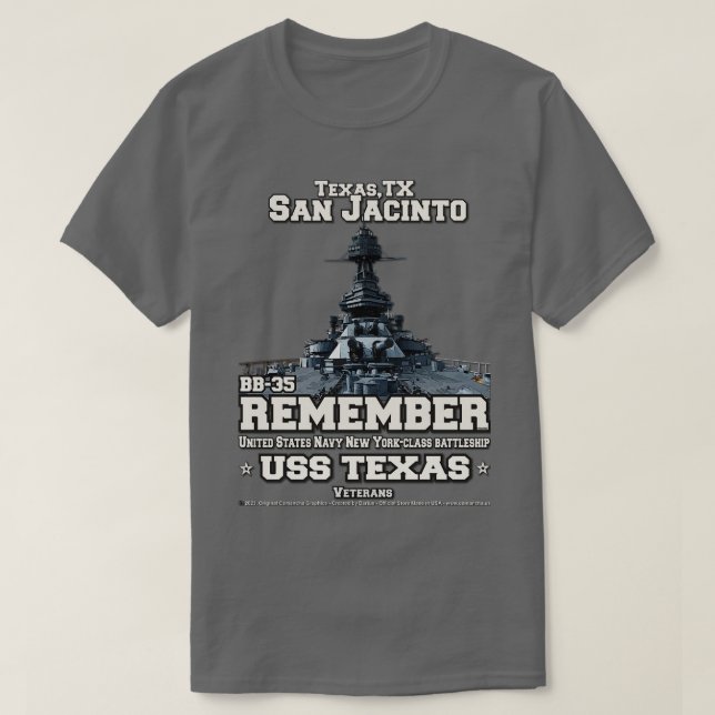 Camiseta Recuerde USS Texas BB35 Battleship (Diseño del anverso)