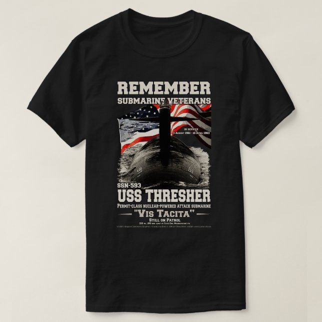 Camiseta RECUERDE USS Thresher SSN593 (Diseño del anverso)