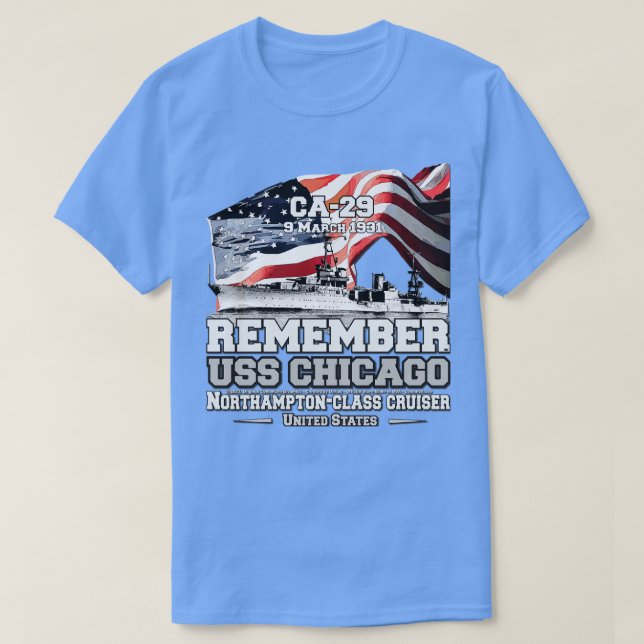 Camiseta RECUERDE USS Veteranos de la marina CA29 de Chicag (Diseño del anverso)