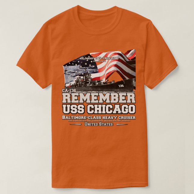 Camiseta RECUERDE USS Veteranos de la Marina Cruiser de Chi (Diseño del anverso)