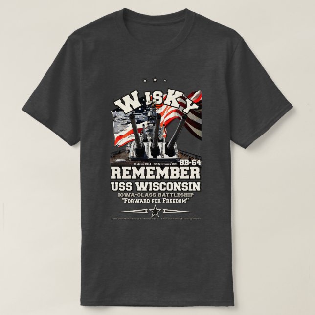 Camiseta RECUERDE USS Wisconsin BB64 Veteranos de guerra (Diseño del anverso)