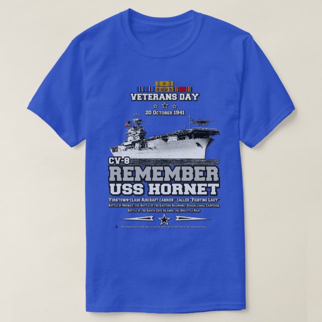 Camiseta Recuerde USS Yorktown CV5 portaaviones Veterano (Diseño del anverso)