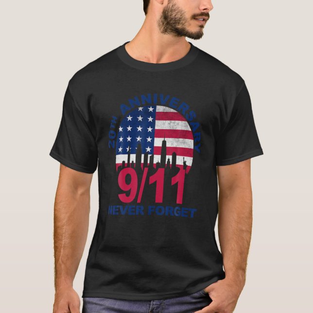 Camiseta Recuerden 9-11 Patriótico Estadounidense 20 Aniver (Anverso)