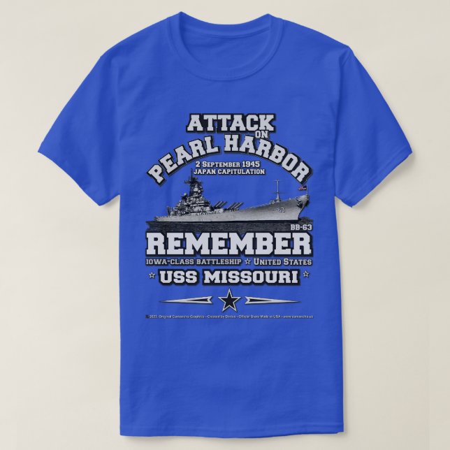 Camiseta Recuerden buque de guerra USS Missouri BB63 (Diseño del anverso)