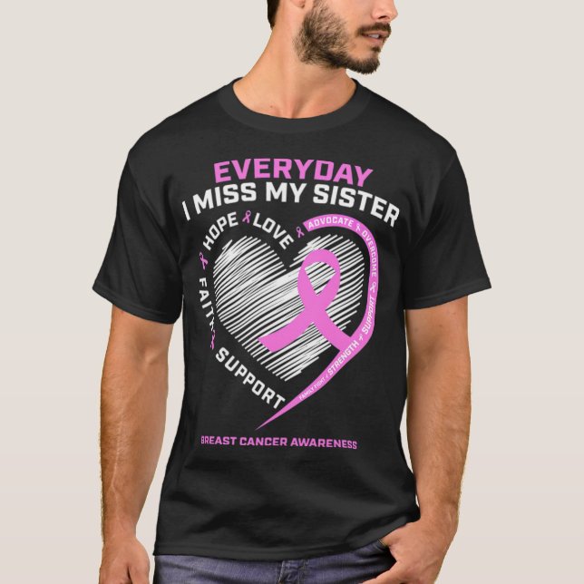 Camiseta Recuerden la memoria Hermana Cáncer de Mama balonc (Anverso)