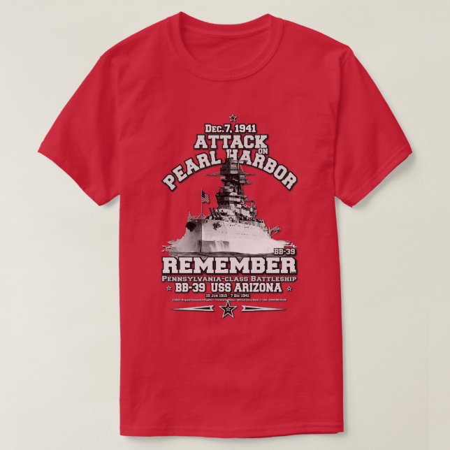 Camiseta Recuerden USS ARIZONA BB39 Pearl Harbor 7 Dic. 194 (Diseño del anverso)