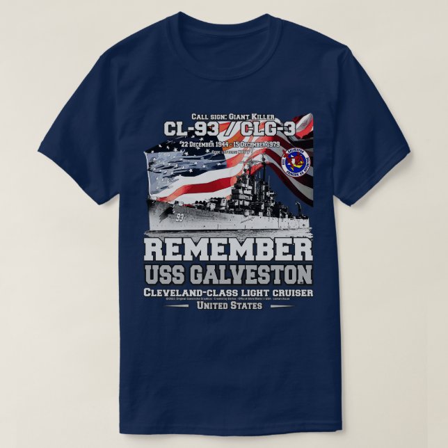 Camiseta RECUERDEN USS Galveston CL93 veteranos de la marin (Diseño del anverso)