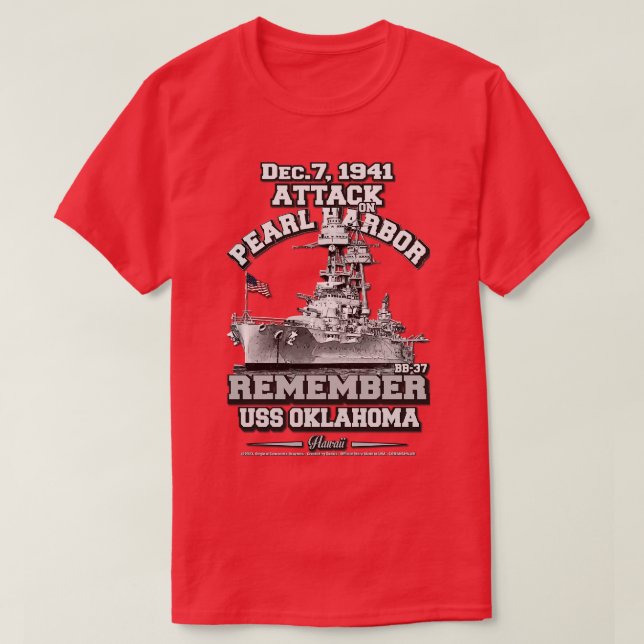 Camiseta RECUERDEN USS Oklahoma BB37 Pearl Harbor (Diseño del anverso)