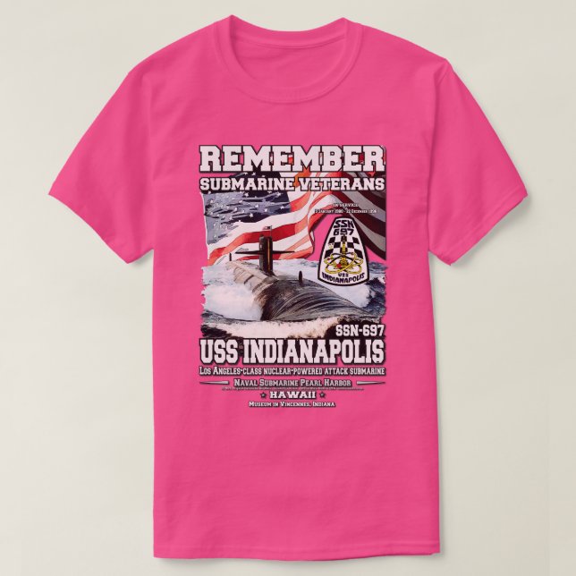 Camiseta Recuerden veterano del submarino USS Indianapolis  (Diseño del anverso)