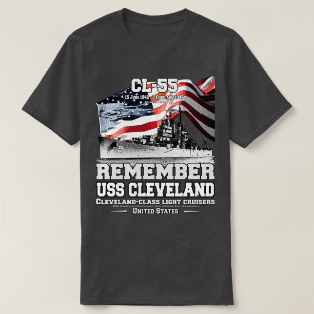 Camiseta RECUERDEN veteranos de la Marina Cruiser USSCL55 (Diseño del anverso)