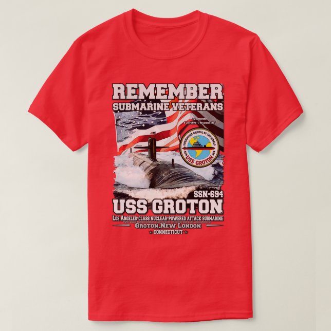 Camiseta Recuerden veteranos de los submarinos USS Groton S (Diseño del anverso)