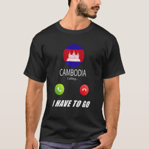 Camiseta Recuerdo de bandera de Camboya llama
