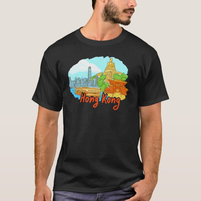 Camiseta recuerdo de Hong Kong City China para hombres 2 (Anverso)