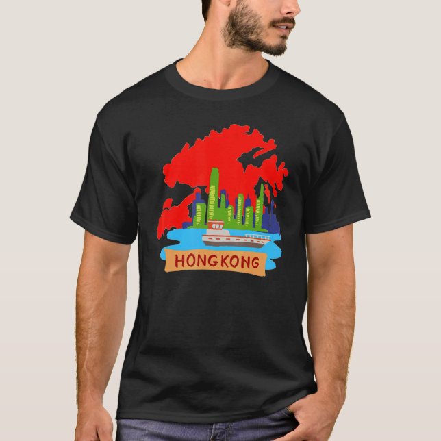 Camiseta recuerdo de Hong Kong City China para hombres 4 (Anverso)