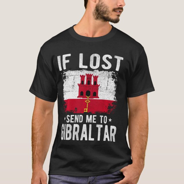 Camiseta Recuerdo de la bandera de Gibraltar - Si me pierde (Anverso)