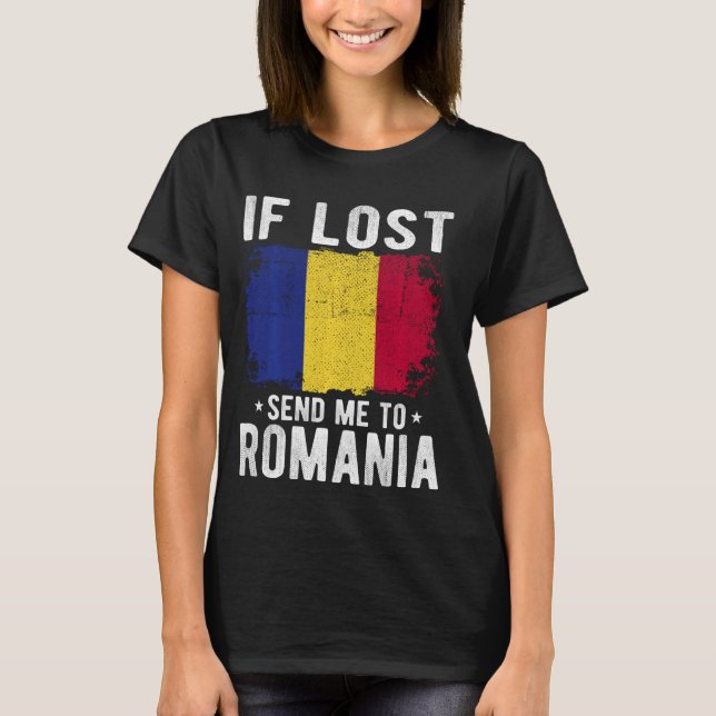 Camiseta Recuerdo de la bandera de Rumania - Si me pierdes, (Anverso)