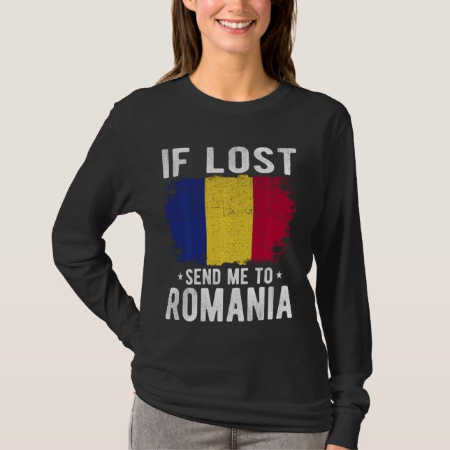 Camiseta Recuerdo de la bandera de Rumania - Si me pierdes, (Anverso)