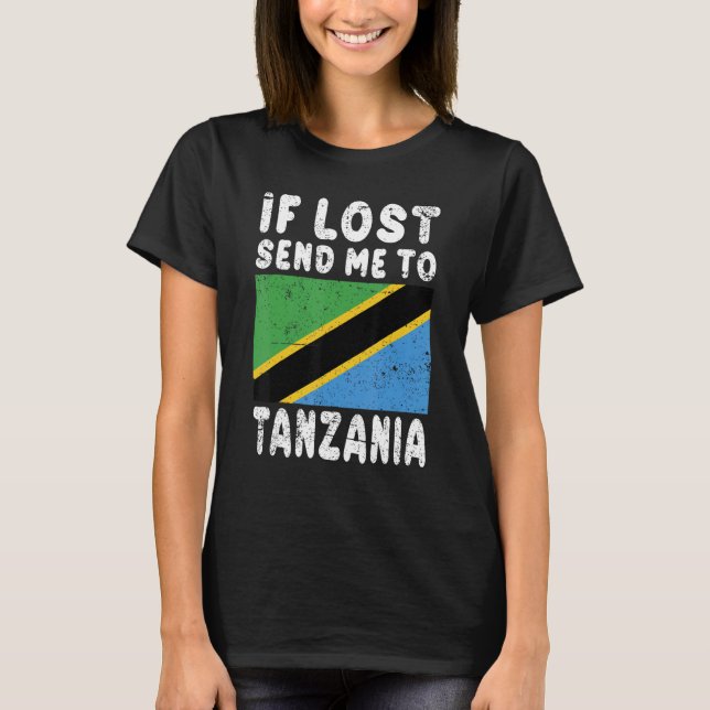 Camiseta recuerdo de la bandera de Tanzania si me pierdes,  (Anverso)