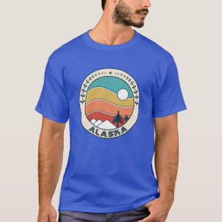 Camiseta Recuerdo de montaña de Alaska puesta de sol retro