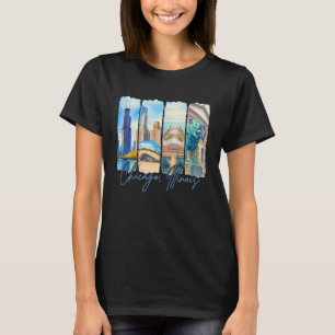 Camiseta Recuerdo de viaje de Chicago Illinois a pinceladas