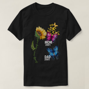 Camiseta Recuerdo familiar de girasoles y mariposas en acua