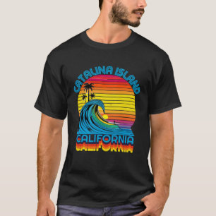 Camiseta Recuerdo Retro Antiguo de Isla Catalina de Surf y