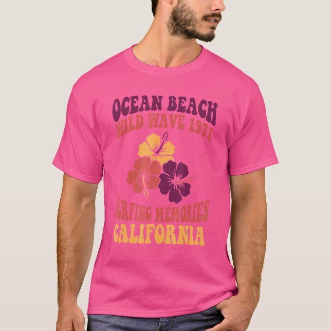 Camiseta Recuerdos de surf Ocean Beach Wild Wave 1971 Calif (Anverso)