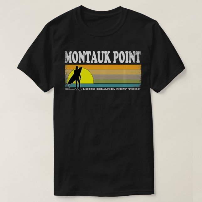 Camiseta Recuerdos de surf retro de Montauk Point Long Isla (Diseño del anverso)