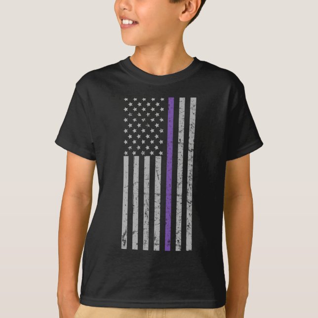 Camiseta Recuerdos Matan Alzheimer Bandera USA Púrpura Tira (Anverso)