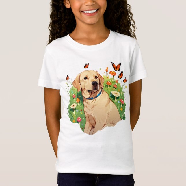 Camiseta Recuperación de Labrador Cute con mariposas (Anverso)