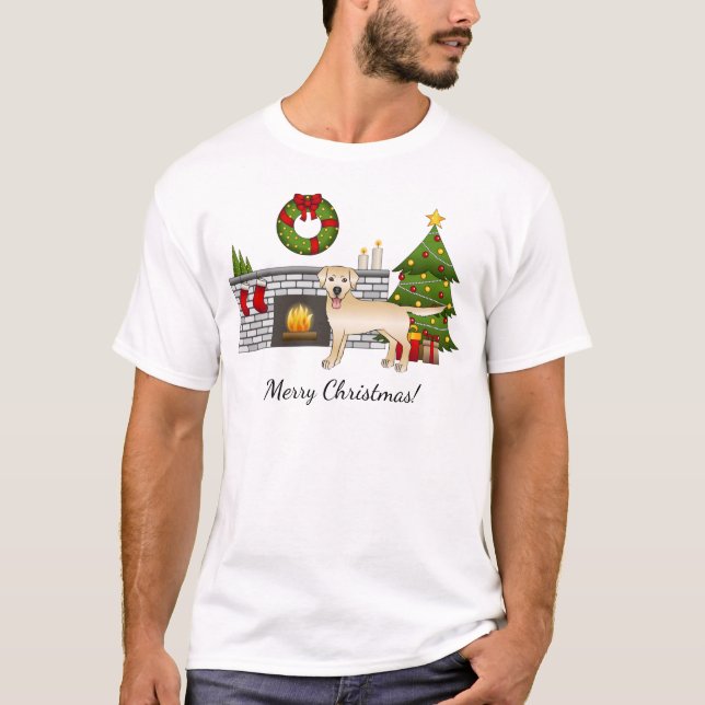Camiseta Recuperador de Labrador Amarillo - sala de Navidad (Anverso)