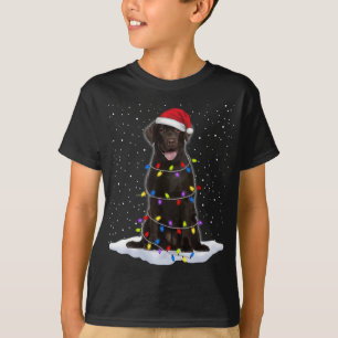 Camiseta Recuperador de Labrador Santa Christmas Tree Light