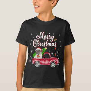 Camiseta Recuperador de Pug monta Navidades de Camión Rojo 