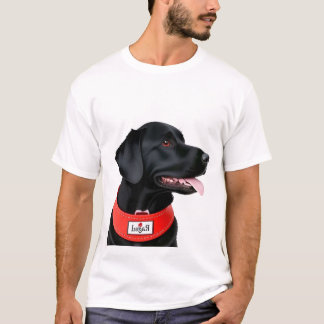 Camiseta Recuperador negro de labrador con collar rojo