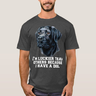 Camiseta Recuperador negro de labrador, tengo más suerte qu