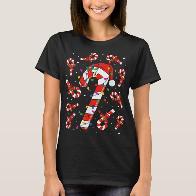 Camiseta Red And White Candy Cane Santa Christmas Funny Xma (Anverso)