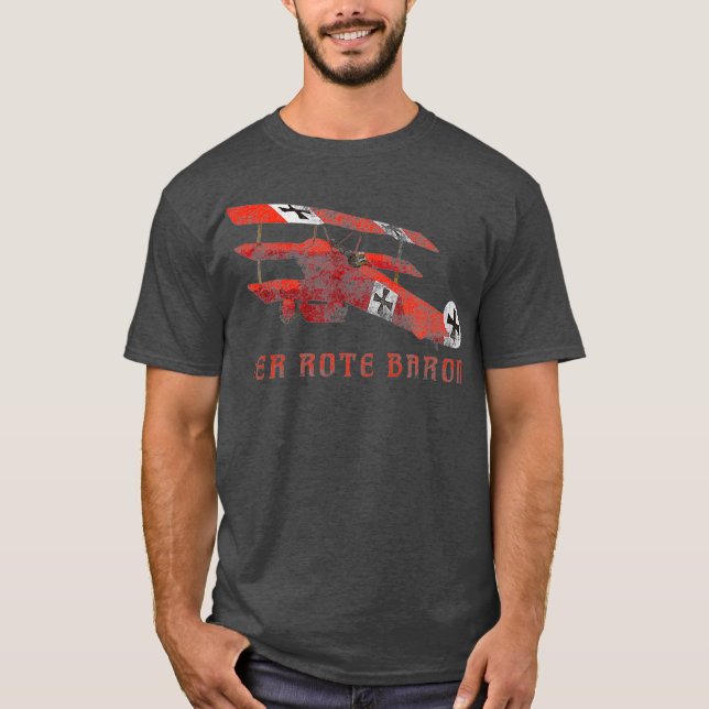 Camiseta Red Baron Triplane  Gift Distressed Effect (Anverso)