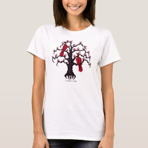 Camiseta Red birds on tree graphic art cool hoodie design