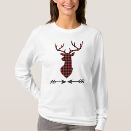 Camiseta Red Black Buffalo Plaid Deer
