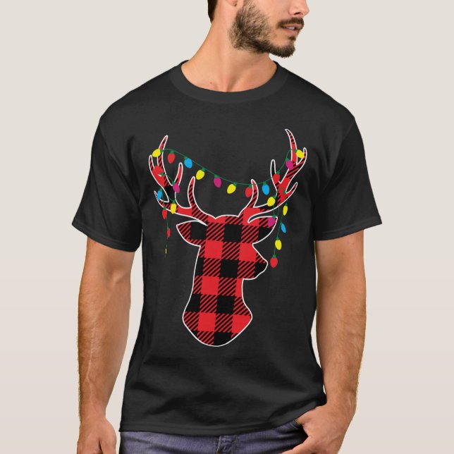 Camiseta Red Black Navidades Buffalo Plaid Deer (Anverso)