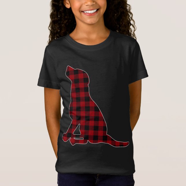Camiseta Red Black Plaid Black Lab Lover Familias Coinciden (Anverso)