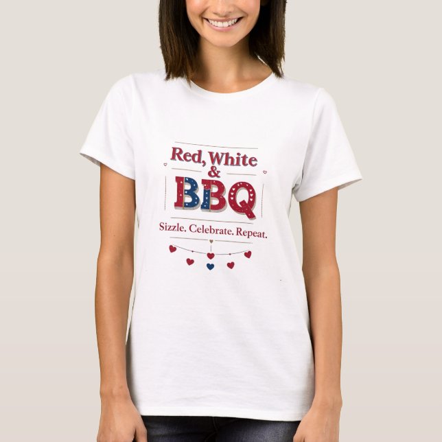 Camiseta Red, blanco y barbacoa - Sizzle de corazón (Anverso)