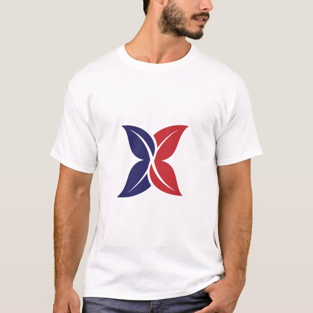 Camiseta Red Blue Leaf X Modern Minimalist T-Shirt (Anverso)