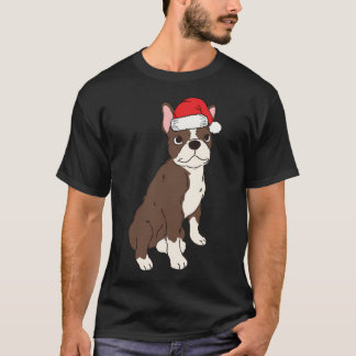 Camiseta Red Brown Boston Terrier Navidades Santa Seal Bost