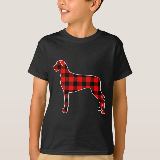 Camiseta Red Buffalo Plaid Pajama Great Dane Christmas Dog  (Anverso)