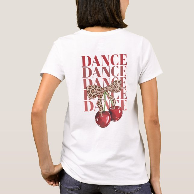 Camiseta Red Cherries Leopard Bow Dance Dance Dance Slogan  (Reverso)