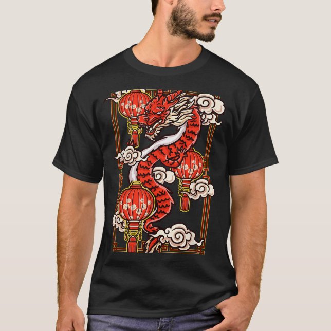 Camiseta Red Chinese New Year Of The Dragon 2024 Lanterns C (Anverso)