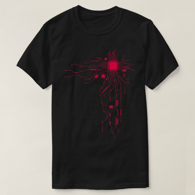 Camiseta Red Computer CPU Core Heart Geek (Diseño del anverso)
