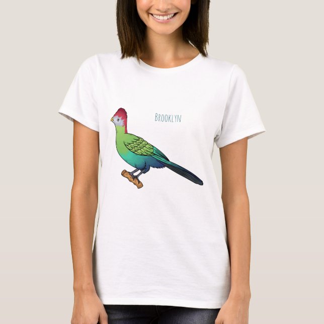 Camiseta Red-crested turaco bird cartoon illustration (Anverso)